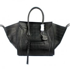 Torebki Celine Black Boston Croco Leather