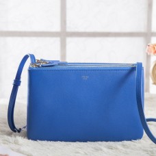 Celine Small Trio Crossbody Bag z niebieskiej skóry cielęcej Celine Small Trio Crossbody Bag z niebieskiej skóry cielęcej