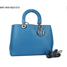 Dior Diorissimo Mała Torebka Niebieska Skóra Nappa (Srebrne Okucia) 8001
