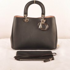 Torba Dior Diorissimo Medium Bag, czarna, oryginalna, skóra (złote okucia) 603