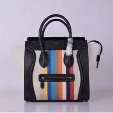 Duża torba bagażowa Celine w kolorze czarnym z tęczowymi paskami Duża torba bagażowa Celine w kolorze czarnym z tęczowymi paskami