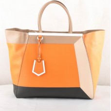 Fendi 2Jours Pomarańczowa skórzana torba Ferrari