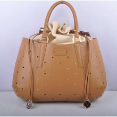 Duża torba Fendi B Fab Apricot Leather Perforated Bag z uchwytem u góry Duża torba Fendi B Fab Apricot Leather Perforated Bag z uchwytem u góry