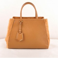 Fendi 2jours Earth Yellow, skórzana torba cielęca/włosia końskiego, średnia
