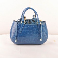 Fendi B Fab Blue Crocodile Veins Leather Medium Bag z uchwytem u góry