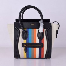 Torba podróżna Celine Medium Luggage Tote w kolorze czarnym z tęczowymi paskami Torba podróżna Celine Medium Luggage Tote w kolorze czarnym z tęczowymi paskami