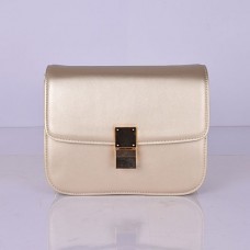 Celine Classic Box Torebka z klapką ze skóry cielęcej w kolorze złotym Celine Classic Box Torebka z klapką ze skóry cielęcej w kolorze złotym