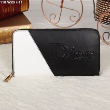 Christian Dior Wielokolorowy czarno-biały portfel na zamek błyskawiczny 118 Christian Dior Wielokolorowy czarno-biały portfel na zamek błyskawiczny 118