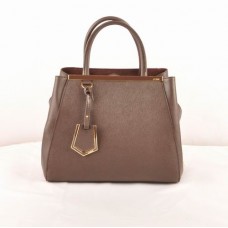 Fendi 2jours Dark Coffee Cross Veins Leather Small Bag