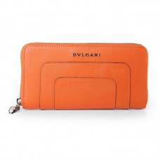 Bvlgari Serpenti Original Leather Zipped Wallet Orange 201301 Bvlgari Serpenti Original Leather Zipped Wallet Orange 201301