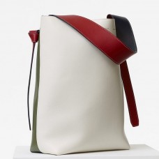 Celine Twisted Cabas Mała Torebka w Biało-Migdałowej Skórze Cielęcej Celine Twisted Cabas Mała Torebka w Biało-Migdałowej Skórze Cielęcej