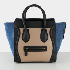 Duża torba podróżna Celine w kolorze czarnym, cielistym, z niebieskim zamszem Duża torba podróżna Celine w kolorze czarnym, cielistym, z niebieskim zamszem