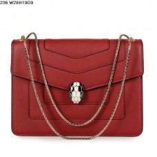 Torba Bvlgari Serpenti GM ze skóry cielęcej w kolorze czerwonym
