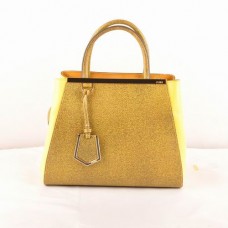 Fendi 2jours Żółte Krzyżowe Żyłki Z Cytrynożółtą Skórzaną Torebką Ferrari Mała