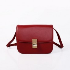 Celine Classic Box Torba z klapką ze skóry cielęcej w kolorze wina Celine Classic Box Torba z klapką ze skóry cielęcej w kolorze wina