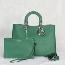 Torba Dior Diorissimo Jumbo, zielona, importowana skóra liczi (srebrne okucia) 602