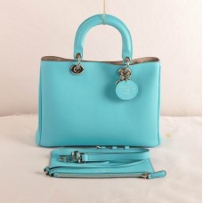 Torba Dior Diorissimo Medium Bag, jasnoniebieska, oryginalna skóra (złote okucia) 603