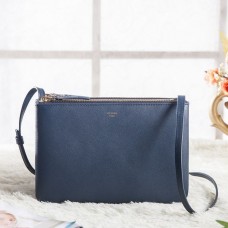 Torebka Celine Small Trio Crossbody z królewskiej niebieskiej skóry cielęcej