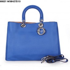 Dior Diorissimo Duża Torba Szafirowo-Niebieska Skóra Nappa (Srebrzysty Sprzęt) 8002