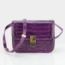 Celine Classic Box Croco Flap Bag Purple Celine Classic Box Croco Flap Bag Purple