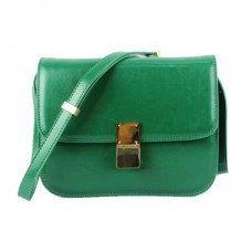 Celine Classic Box Torebka z klapką ze skóry cielęcej w kolorze zielonym Celine Classic Box Torebka z klapką ze skóry cielęcej w kolorze zielonym