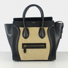 Duża torba podróżna Celine w kolorze czarnym, morelowym, zamszowa Duża torba podróżna Celine w kolorze czarnym, morelowym, zamszowa