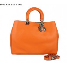 Dior Diorissimo Jumbo Bag Pomarańczowa skóra nappa (srebrne okucia) 8002