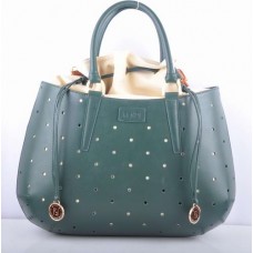 Duża torba Fendi B Fab Green Leather Perforated Bag z uchwytem u góry Duża torba Fendi B Fab Green Leather Perforated Bag z uchwytem u góry