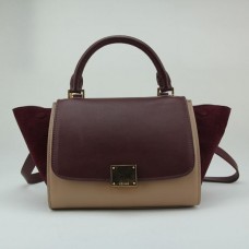 Torba Celine Trapeze z ciemnoczerwonej skóry zamszowej