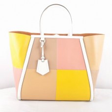 Fendi 2Jours Wielokolorowa morelowa skórzana torba Ferrari