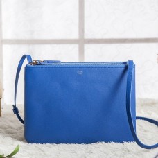 Duża torebka crossbody Celine Trio z niebieskiej skóry cielęcej Duża torebka crossbody Celine Trio z niebieskiej skóry cielęcej