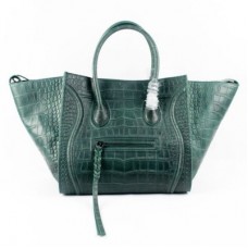 Torebki Celine Boston Croco w kolorze ciemnozielonym