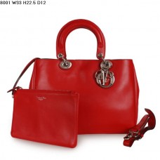 Dior Diorissimo Jumbo Bag Red Nappa Leather (Silvery Hardware) 8002