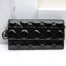 Dior CD086 Portfel Czarny Ze Skóry Lakierowanej Dior CD086 Portfel Czarny Ze Skóry Lakierowanej