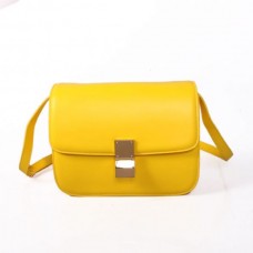 Celine Classic Box Torebka z klapką ze skóry cielęcej w kolorze żółtym Celine Classic Box Torebka z klapką ze skóry cielęcej w kolorze żółtym