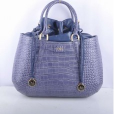 Duża torebka Fendi B Fab Blue Crocodile Veins Leather z uchwytem u góry