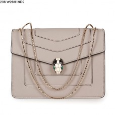 Torba Bvlgari Serpenti GM ze skóry cielęcej w kolorze szarym