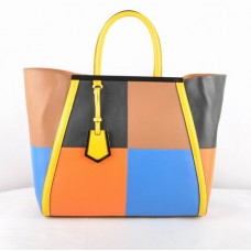 Fendi 2Jours Wielokolorowa Czarna Skórzana Torba Ferrari