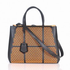 Fendi 2Jours Żółta skórzana torba Ferrari Clinch Bolt