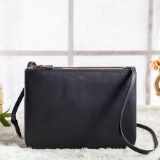 Duża torebka crossbody Celine Trio z czarnej skóry cielęcej