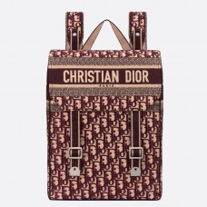Plecak Dior z bordowego płótna z haftem ukośnym Plecak Dior z bordowego płótna z haftem ukośnym