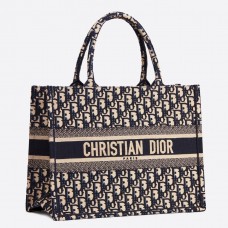 Mała torba-worek Dior Book Tote z niebieskiego płótna oblique Mała torba-worek Dior Book Tote z niebieskiego płótna oblique