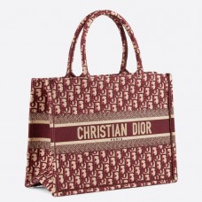 Mała torba Dior Book Tote z bordowego płótna Oblique Mała torba Dior Book Tote z bordowego płótna Oblique