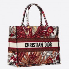Mała torba-worek Dior Book Tote z czerwonego płótna Phoenix Mała torba-worek Dior Book Tote z czerwonego płótna Phoenix