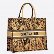 Torba Dior Book Tote z żółtego płótna z haftowanymi zwierzętami Torba Dior Book Tote z żółtego płótna z haftowanymi zwierzętami