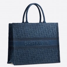 Torba Dior Book Tote w kolorze dżinsowym Dior Oblique-haft Canvas Torba Dior Book Tote w kolorze dżinsowym Dior Oblique-haft Canvas