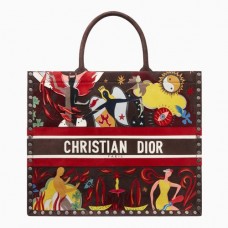 Torba na książki Dior w kolorze wielokolorowym z elementem ognia, malowana ręcznie