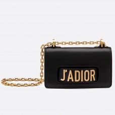 Dior Czarna Mini Torebka J'Adior z Klapką ze Skóry Cielęcej Dior Czarna Mini Torebka J'Adior z Klapką ze Skóry Cielęcej