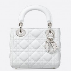 Torebka Dior Lady Dior Mini na łańcuszku z białej skóry jagnięcej