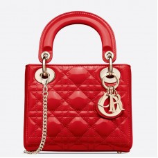 Torebka Dior Lady Dior Mini Chain z lakierowanej skóry w kolorze wiśniowym